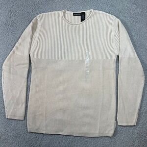 DKNY Jeans Men's Beige Ribbed Crew Neck Long Sleeve Sweater Size XXL VTG NWT